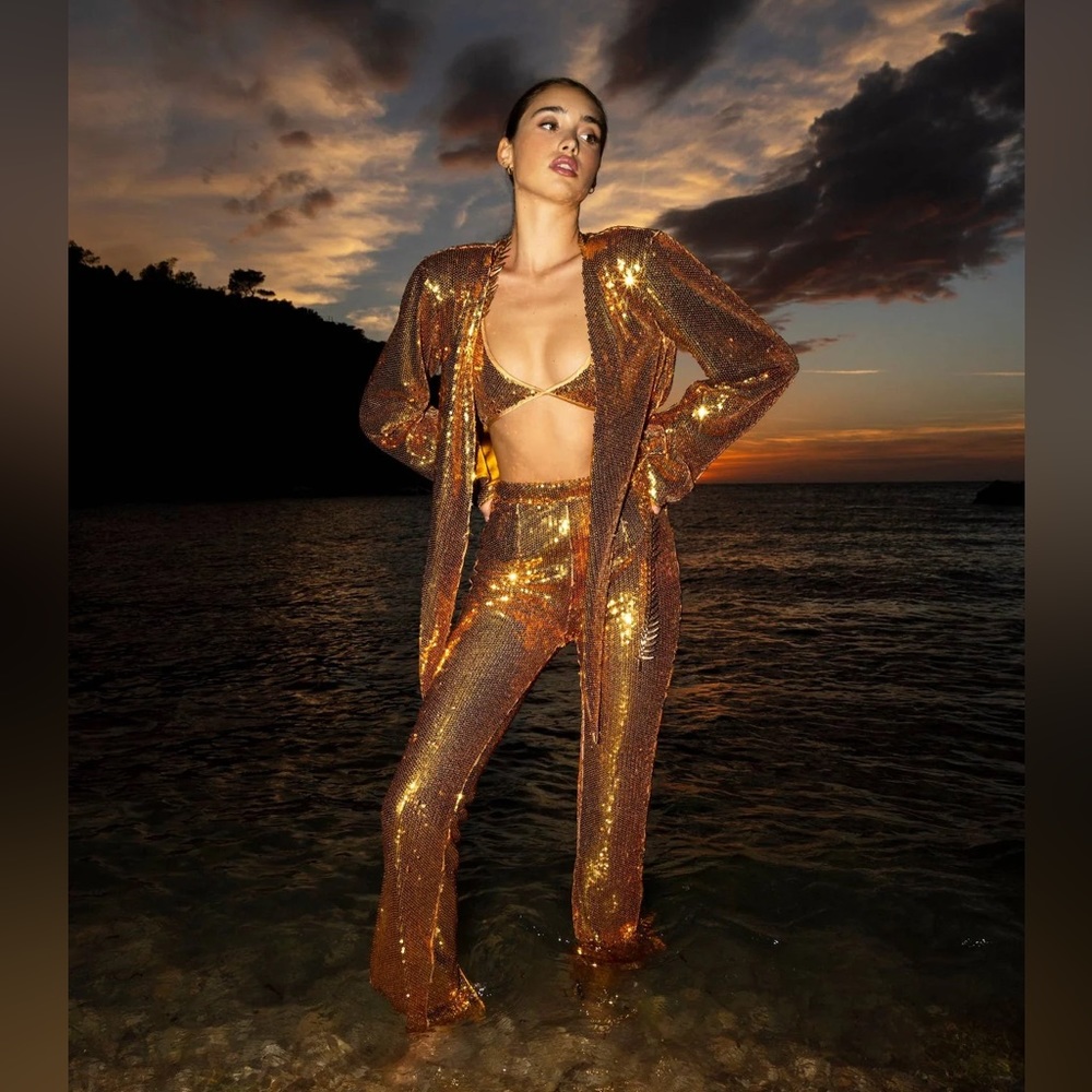 Metallic Sequin Pants